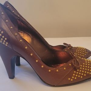 MIU MIU Leather Studded Accents Pumps,, SZ 8 - IT 38